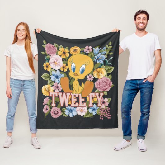 TWEETY™ Bloemrijke Borduurwerk Grafische Fleece Deken (In situ)