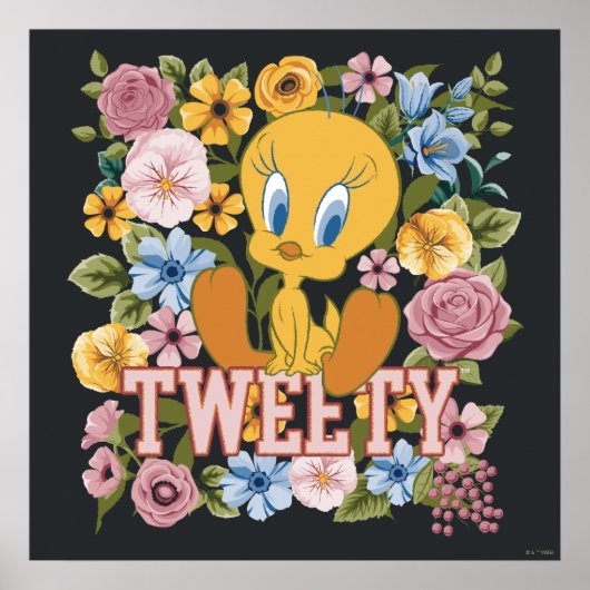 TWEETY™ Bloemrijke Borduurwerk Grafische Poster (Voorkant)