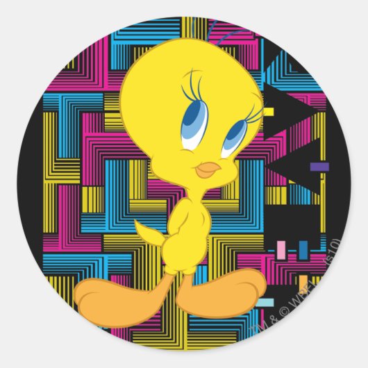 TWEETY™ Elektronische kleur Ronde Sticker (Voorkant)