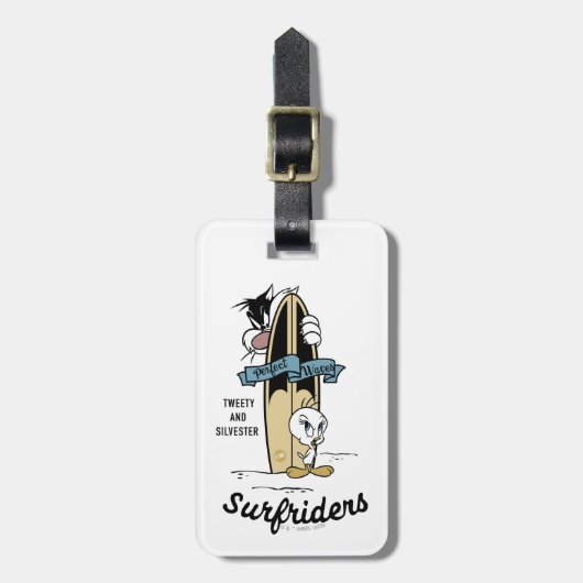 TWEETY™- en SYLVESTER™-surfriezen Bagagelabel (Voorkant verticaal)