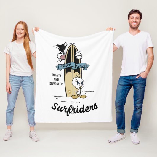 TWEETY™- en SYLVESTER™-surfriezen Fleece Deken (In situ)