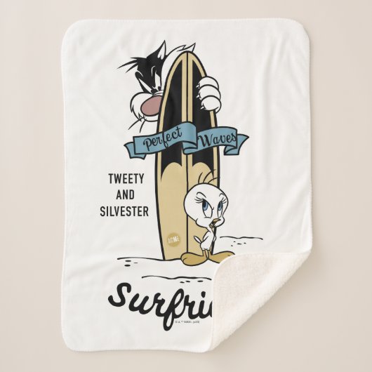 TWEETY™- en SYLVESTER™-surfriezen Sherpa Deken (Voorkant)