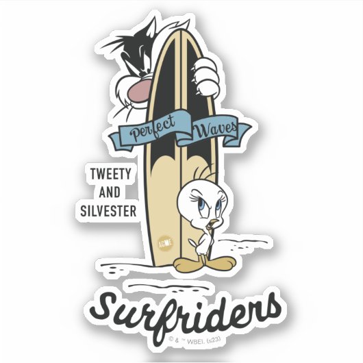 TWEETY™- en SYLVESTER™-surfriezen Sticker (Voorkant)