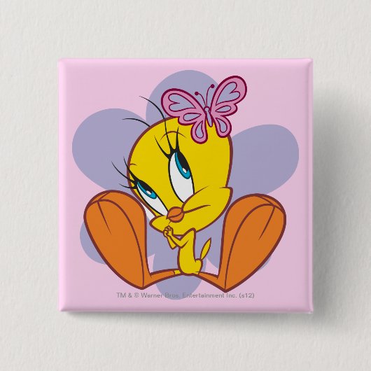 TWEETY™ en Vlinder Vierkante Button 5,1 Cm (Voorkant)