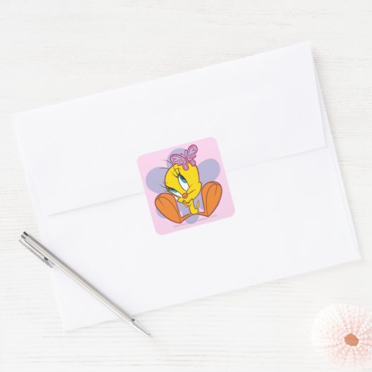 TWEETY™ en Vlinder Vierkante Sticker (Envelop)