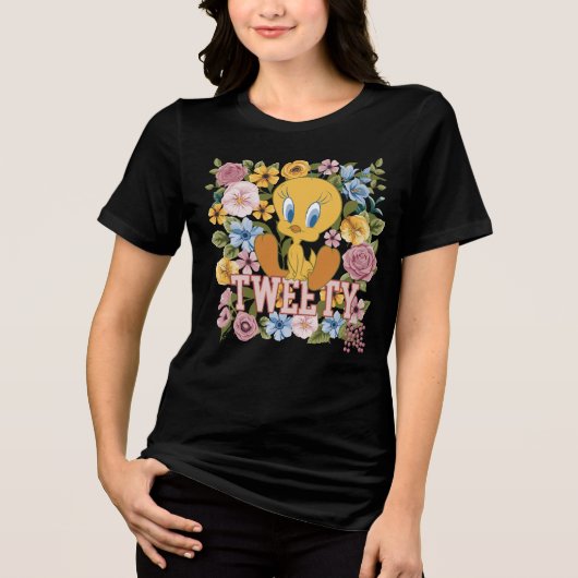 TWEETY™ Floral Embroidery Graphic Tri-Blend Shirt (Voorkant)
