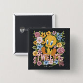 TWEETY™ Floral Embroidery Graphic Vierkante Button 5,1 Cm (Voorkant /achterkant)