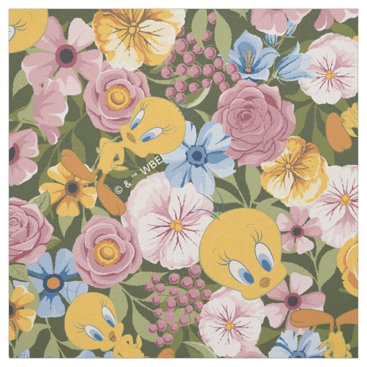 TWEETY™ Floral Embroidery Pattern Stof (Swatch)