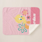 Tweety Green Line Flower Sherpa Deken (Voorkant (horizontaal))