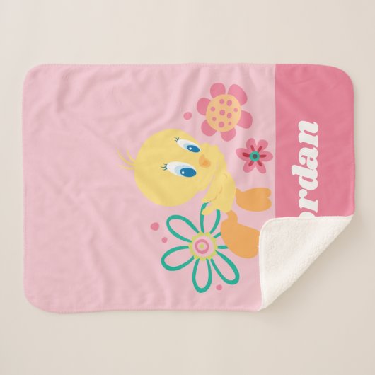 Tweety Green Line Flower Sherpa Deken (Voorkant (horizontaal))