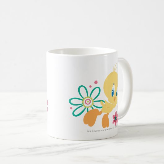 TWEETY™ Groene lijn Bloem Koffiemok (Voorkant rechts)