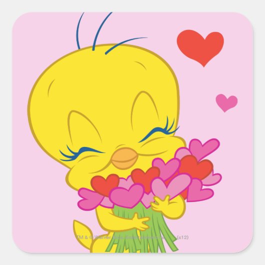 TWEETY™ Harten Vierkante Sticker (Voorkant)