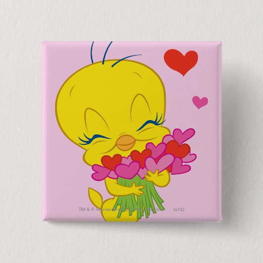 TWEETY™ Hartjes Vierkante Button 5,1 Cm (Voorkant)