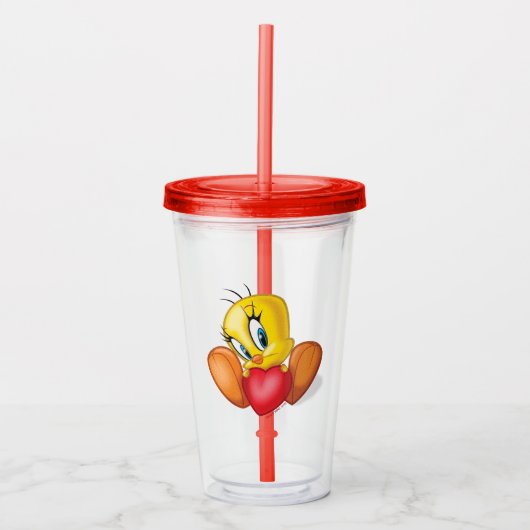 TWEETY™ Holding Heart Acryl Drinkbeker (Voorkant)