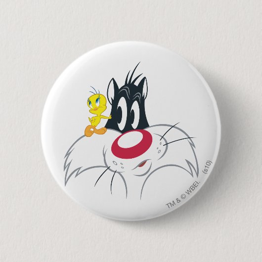 Tweety In Actie Pose 12 Ronde Button 5,7 Cm (Voorkant)