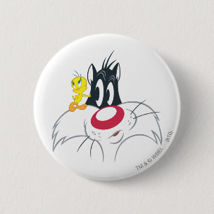 Tweety In Actie Pose 12 Ronde Button 5,7 Cm