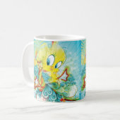 TWEETY™ in blauwe golf Koffiemok (Voorkant links)