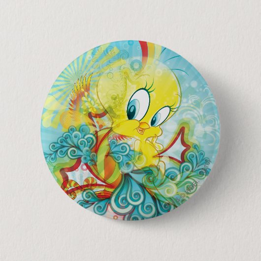 TWEETY™ in blauwe golf Ronde Button 5,7 Cm (Voorkant)