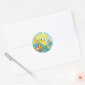 TWEETY™ in blauwe golf Ronde Sticker (Envelop)
