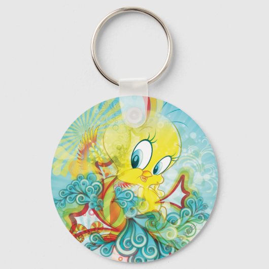 Tweety In Blauwe Golf Sleutelhanger (Voorkant)