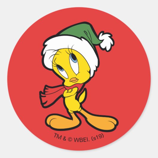 TWEETY™ kerstgedachten Ronde Sticker (Voorkant)