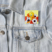 Tweety met Daisies Vierkante Button 5,1 Cm (In situ)