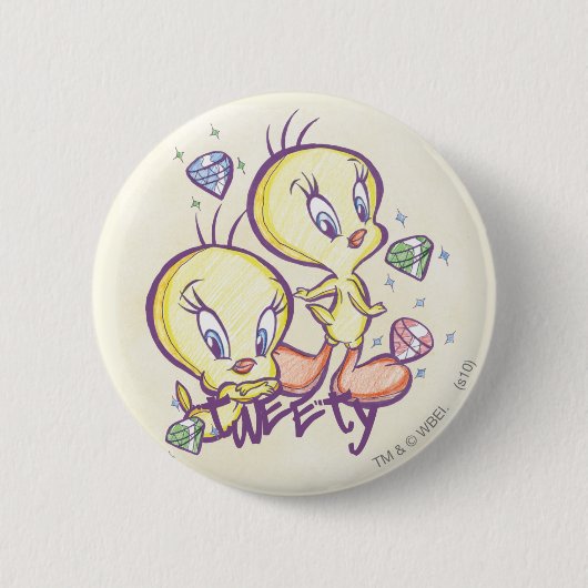TWEETY™ met edelstenen Ronde Button 5,7 Cm (Voorkant)