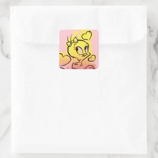 TWEETY™ met hart Vierkante Sticker (Tas)