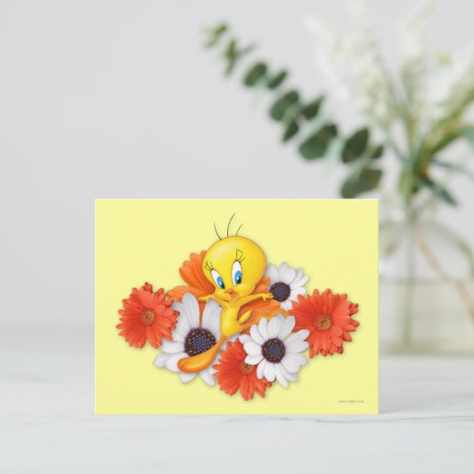 TWEETY™ met madeliefjes Briefkaart (Staand voorkant)