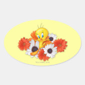 TWEETY™ met madeliefjes Ovale Sticker (Voorkant)