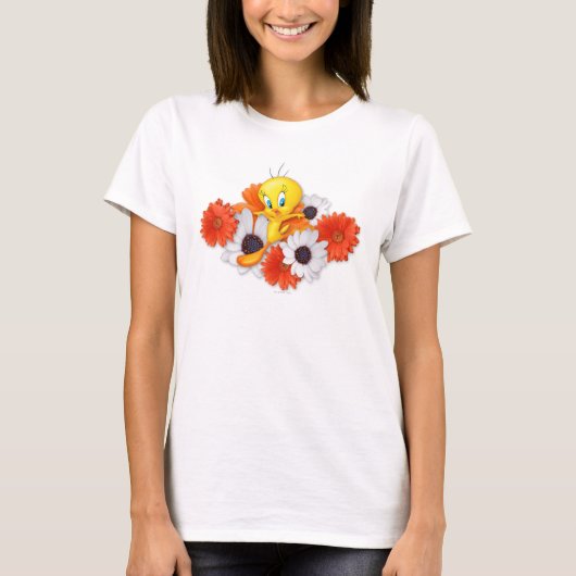 Tweety met madeliefjes t-shirt (Voorkant)