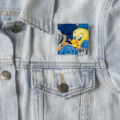 Tweety Met Rozen Vierkante Button 5,1 Cm (In situ)