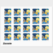 TWEETY™ met Rozen Vierkante Sticker (Vel)