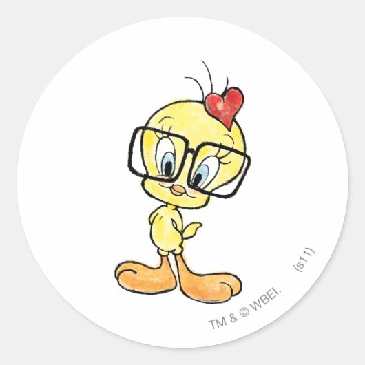 TWEETY™ Nerd Ronde Sticker (Voorkant)
