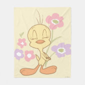 Tweety Pink Purple Flowers Fleece Deken (Voorkant)