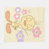 Tweety Pink Purple Flowers Fleece Deken (Voorkant (Horizontaal))