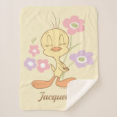 Tweety Pink Purple Flowers Sherpa Deken (Voorkant)