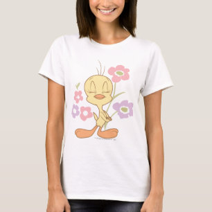 Tweety Pink Purple Flowers T-shirt