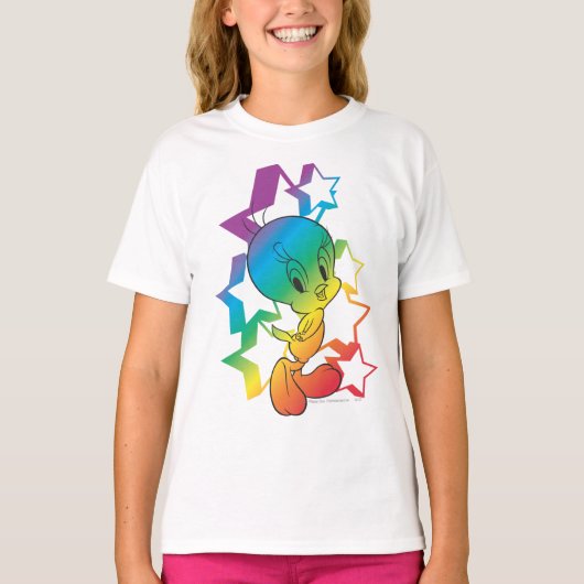 Tweety Rainbow Stars T-shirt (Voorkant)