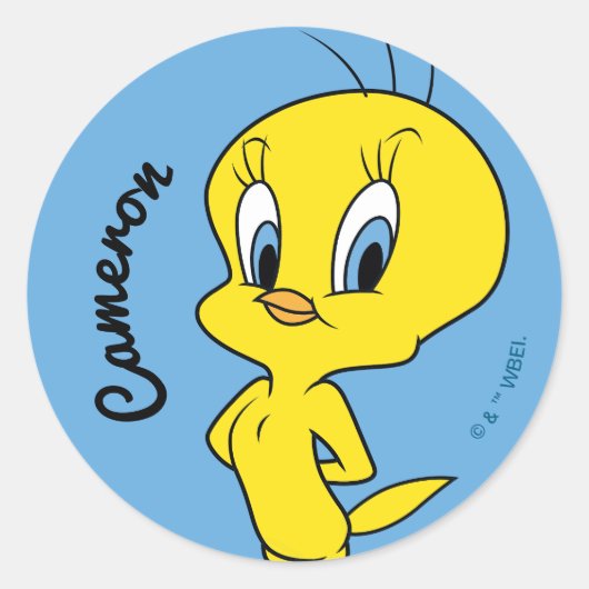 TWEETY™ | Slimme vogel Ronde Sticker (Voorkant)