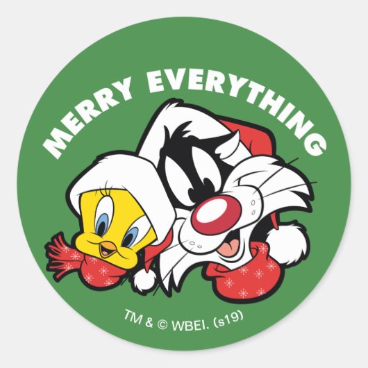 TWEETY™ & SYLVESTER™ "Prettig alles" Ronde Sticker (Voorkant)