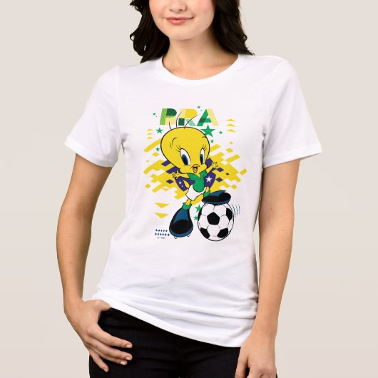TWEETY™ Team Brazil Soccer Graphic Tri-Blend Shirt (Voorkant)