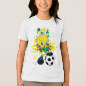 TWEETY™ Team Brazil Soccer Graphic Tri-Blend Shirt (Voorkant)