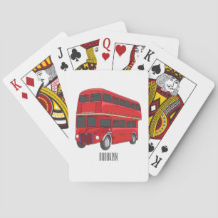 Tweeverdiepingsbus cartoonillustratie pokerkaarten