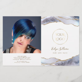 Tweevoudig brochure grijs blauw agaat