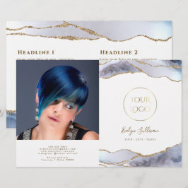 Tweevoudig brochure grijs blauw agaat