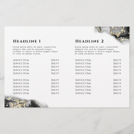 Tweevoudig brochure voor zwart marmerontwerp (Achterkant)