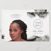 Tweevoudig brochure voor zwart marmerontwerp (Voorkant / Achterkant)