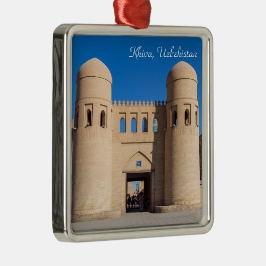 Tweevoudig getwijnd West Gate - Khiva, Oezbekistan Metalen Ornament (Rechts)