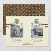 Tweevoudige berichten over geboorte (Twin Boys) Aankondiging (Voorkant / Achterkant)